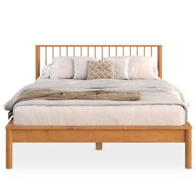 Lit 140 x 190 avec sommier APOANA en bois massif - Coloris chêne