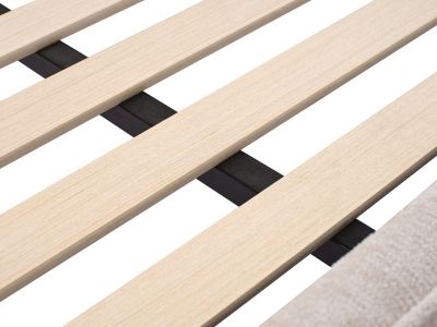 Lit 140 x 200 cm avec tête de lit incurvée - Tissu bouclette - Beige - LARUMO de Maison Céphy
