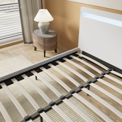 Lit 140x190 cm avec Éclairage LED Simili Blanc