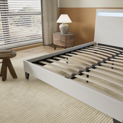Lit 140x190 cm avec Éclairage LED Simili Blanc
