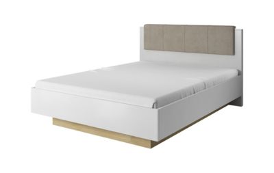 Lit 160x200, Blanc + Blanc brillant + Chêne Grandson, 164,4 x 104,5 x 210,4 cm
