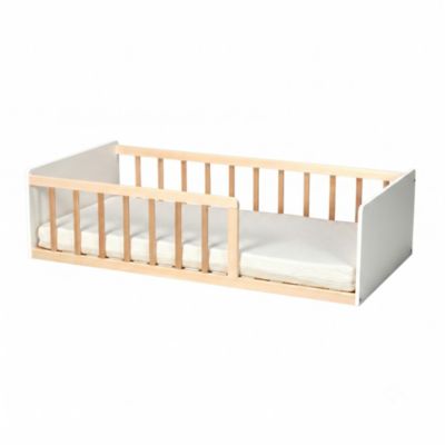 LIT 70x140 PILOU avec sommier et matelas/ Blanc et Bois clair