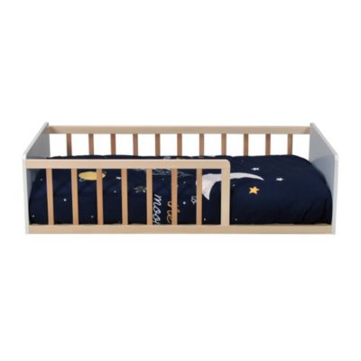 LIT 70x140 PILOU avec sommier et matelas/ Blanc et Bois clair