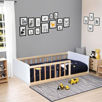 LIT 70x140 PILOU avec sommier et matelas/ Blanc et Bois clair