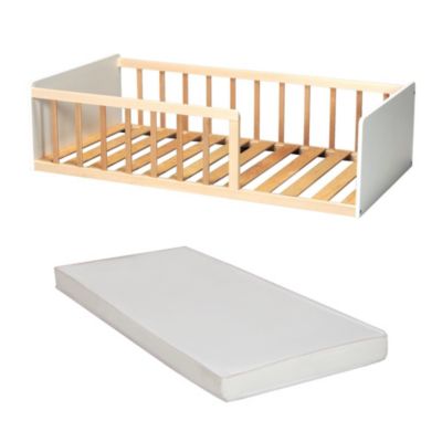 LIT 70x140 PILOU avec sommier et matelas/ Blanc et Bois clair