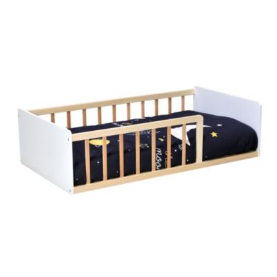LIT 70x140 PILOU avec sommier et matelas/ Blanc et Bois clair