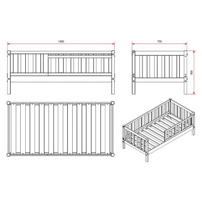Lit 70x140 sommier inclus Vipack Tod - Blanc