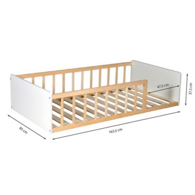 LIT 80x160 PILOU avec sommier / Blanc et Bois clair