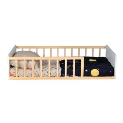 LIT 80x160 PILOU avec sommier / Blanc et Bois clair