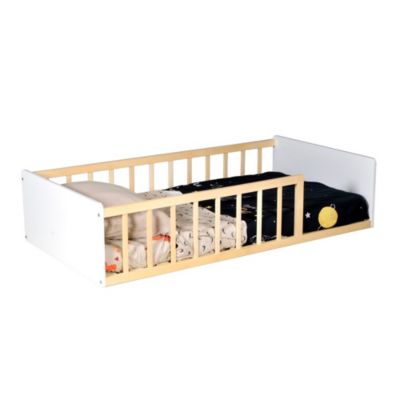LIT 80x160 PILOU avec sommier / Blanc et Bois clair