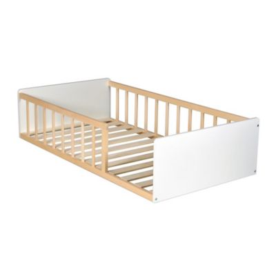 LIT 80x160 PILOU avec sommier / Blanc et Bois clair