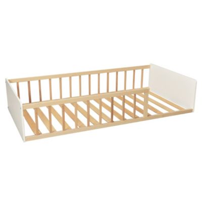 LIT 90x190 PILOU avec sommier / Blanc et Bois clair