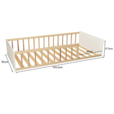 LIT 90x190 PILOU avec sommier / Blanc et Bois clair