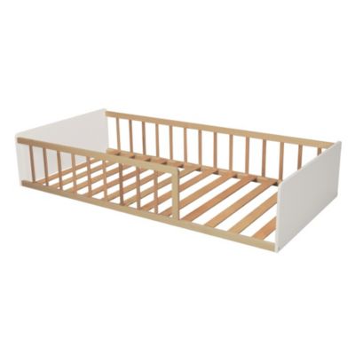 LIT 90x190 PILOU avec sommier / Blanc et Bois clair