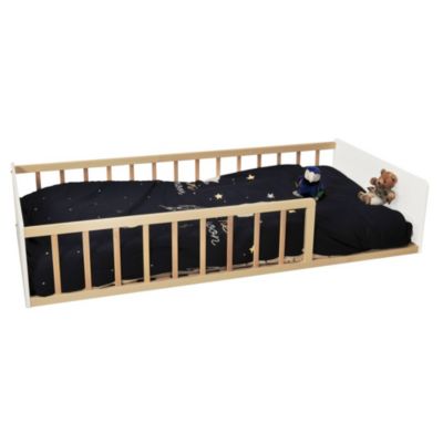 LIT 90x190 PILOU avec sommier / Blanc et Bois clair