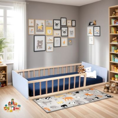 LIT 90x190 PILOU avec sommier et matelas / Blanc et Bois clair