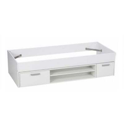 Lit 90x200 TESS + chevet + étagère + rangement / Blanc