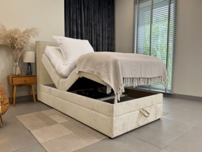 Lit adulte 100x200 SORRENTO - ensemble relaxation électrique en tissu beige