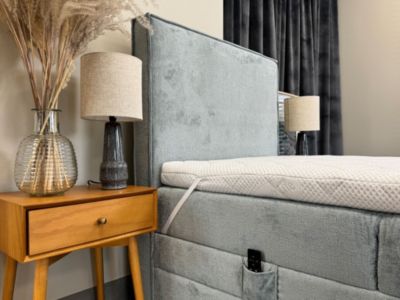 Lit adulte 100x200 SORRENTO - ensemble relaxation électrique en tissu beige