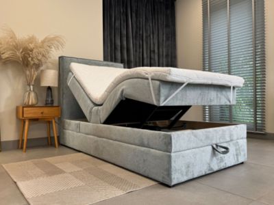 Lit adulte 100x200 SORRENTO - ensemble relaxation électrique en tissu beige