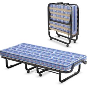 Lit Appoint Pliable avec Matelas en Mémoire 10 cm pour 1 Personne Lit Pliant à roulettes Charge 120kg Bleu