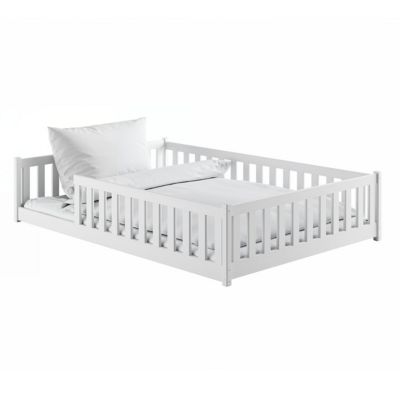 Lit au sol 140x200 sommier inclus Maya Blanc