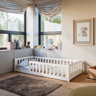 Lit au sol 90x190 sommier inclus Maya Blanc