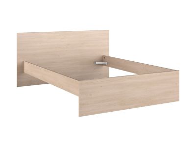 Lit avec 4 tiroirs 140 x 190 cm - Coloris : Blanc brillant et naturel - VELONA