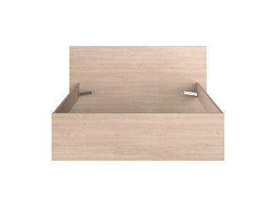 Lit avec 4 tiroirs 140 x 190 cm - Coloris : Blanc brillant et naturel - VELONA