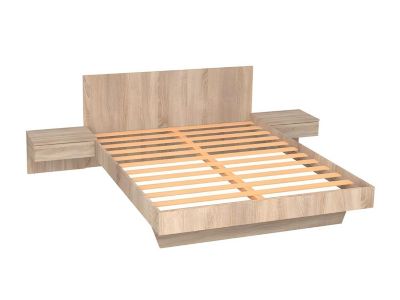 Lit avec chevets 140 x 190 cm - Coloris : Naturel - MARVELLOUS