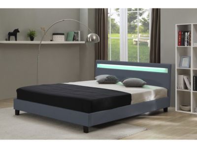 Lit  avec LED "Maria"  140 x 190 cm  Gris