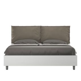 Lit avec sommier 160x200 et coussins en simili cuir cappuccino Egos Antea