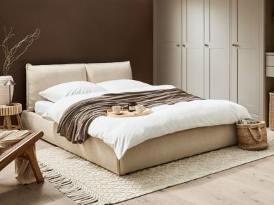 Lit avec sommier Bouclé VINAY 160 x 200 cm Beige clair