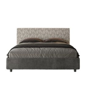 Lit avec sommier rembourré 160x210 tissu Era 02 gris Arla