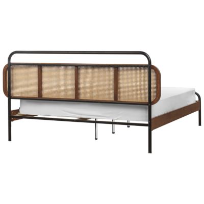 Lit avec sommier Rotin BOUSSICOURT 160 x 200 cm Marron foncé