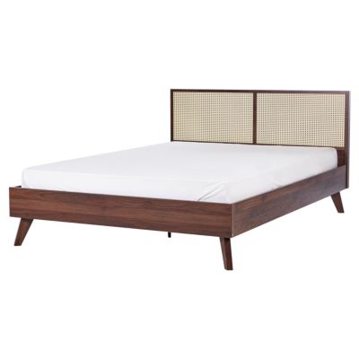 Lit avec sommier Rotin MONPAZIER 160 x 200 cm Marron foncé