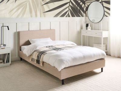 Lit avec sommier Tissu FITOU 120 x 200 cm Beige