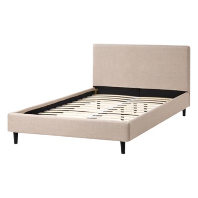 Lit avec sommier Tissu FITOU 120 x 200 cm Beige