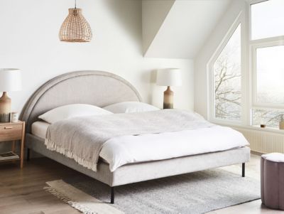 Lit avec sommier Tissu MARGUT 180 x 200 cm Gris clair