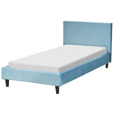 Lit avec sommier Velours FITOU 90 x 200 cm Bleu clair