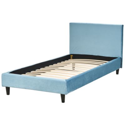 Lit avec sommier Velours FITOU 90 x 200 cm Bleu clair