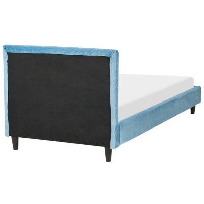 Lit avec sommier Velours FITOU 90 x 200 cm Bleu clair