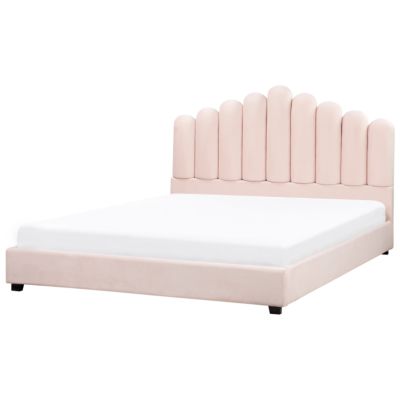Lit avec sommier Velours VINCENNES 180 x 200 cm Rose pastel