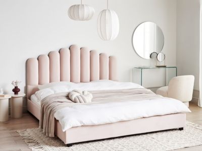 Lit avec sommier Velours VINCENNES 180 x 200 cm Rose pastel