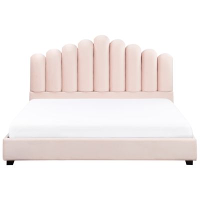 Lit avec sommier Velours VINCENNES 180 x 200 cm Rose pastel