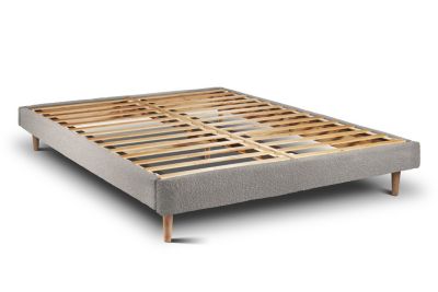 Lit avec tête de lit lignes bouclette et sommier kit  - Lit en bois massif