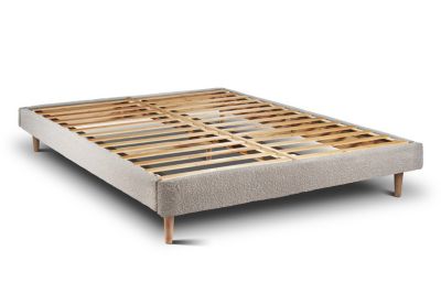 Lit avec tête de lit lignes bouclette et sommier kit  - Lit en bois massif