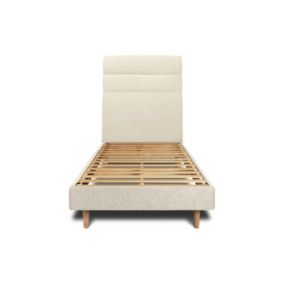 Lit avec tête de lit lignes tissu et sommier kit  - Lit en bois massif