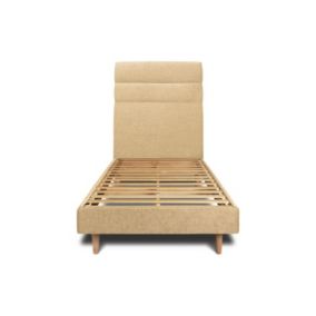 Lit avec tête de lit lignes tissu et sommier kit  - Lit en bois massif