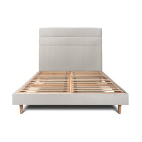 Lit avec tête de lit lignes velours et sommier kit  - Lit en bois massif